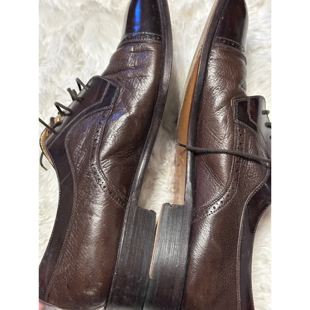 STAMATI MASTROIOANNI Brown Leather Cap Toe Oxford Dress Shoes Mens